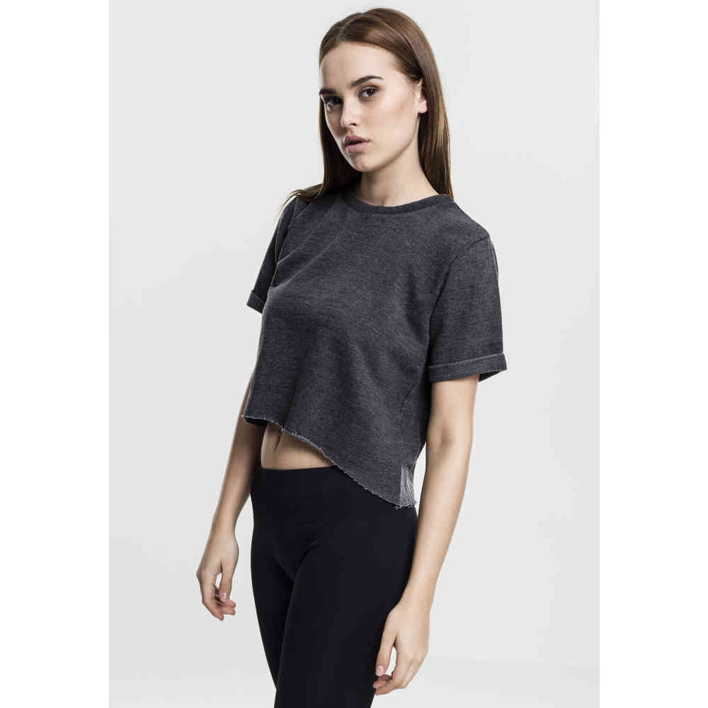 Urban Classics - Burnout Crew Crop top - Gris